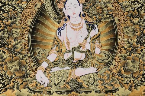 黑金唐卡-白度母