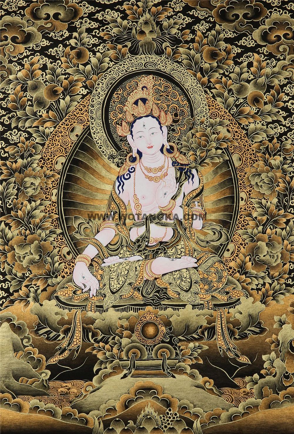 黑金唐卡-白度母