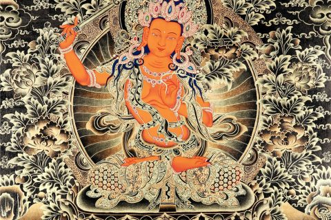 黑金唐卡-文殊菩萨