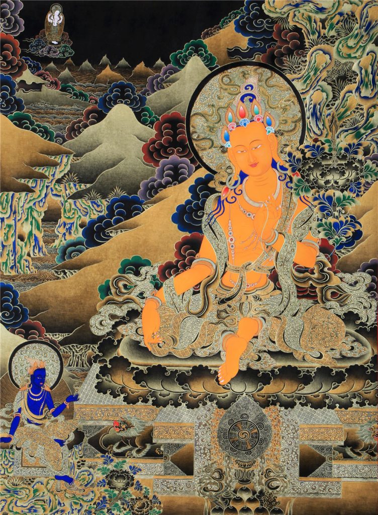黑金唐卡-文殊菩萨