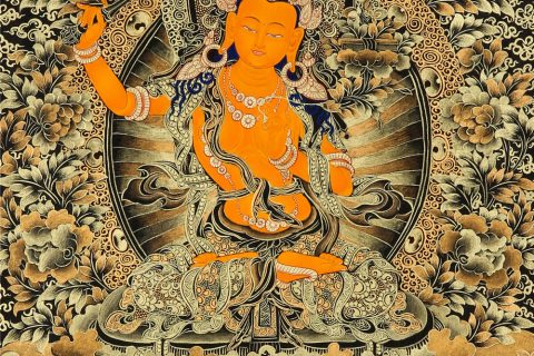 黑金唐卡-文殊菩萨