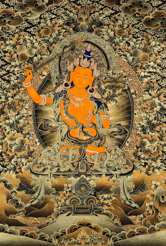 黑金唐卡-文殊菩萨