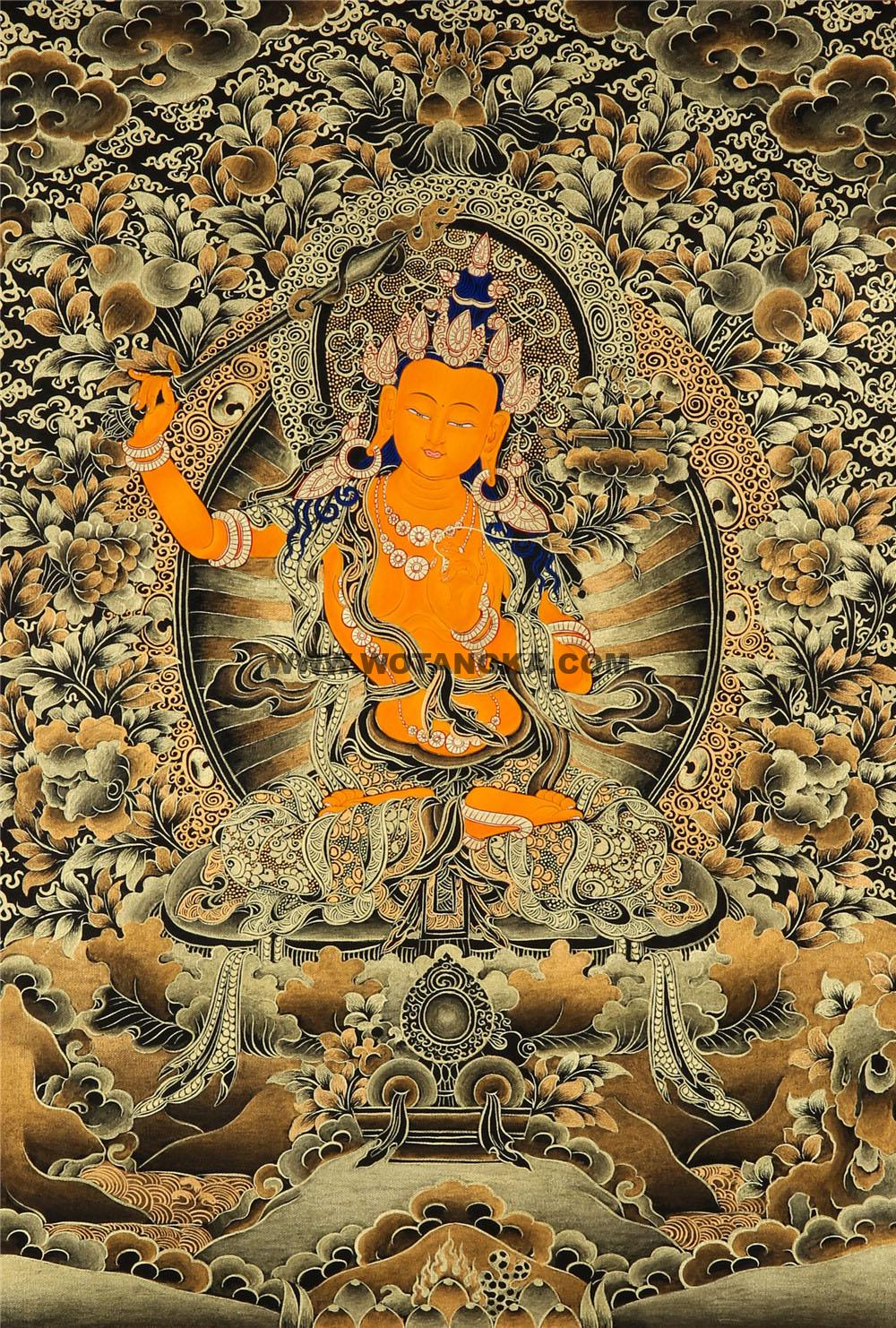 黑金唐卡-文殊菩萨