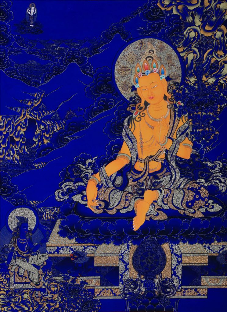 蓝金唐卡-文殊菩萨