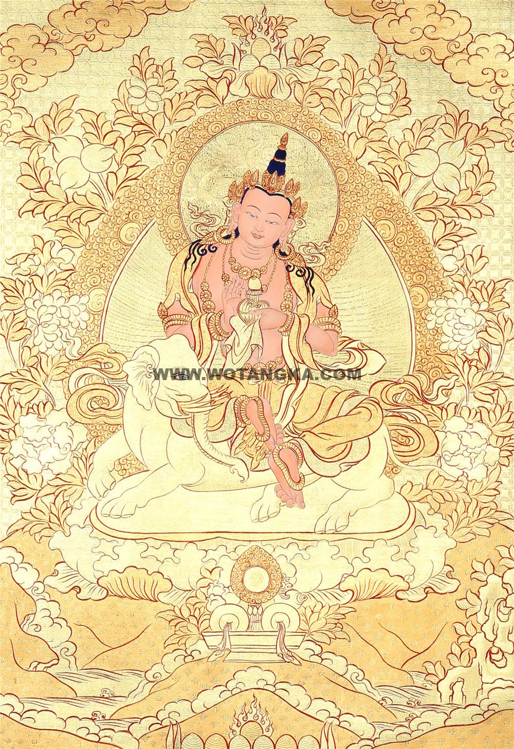 黄金唐卡-骑象普贤菩萨