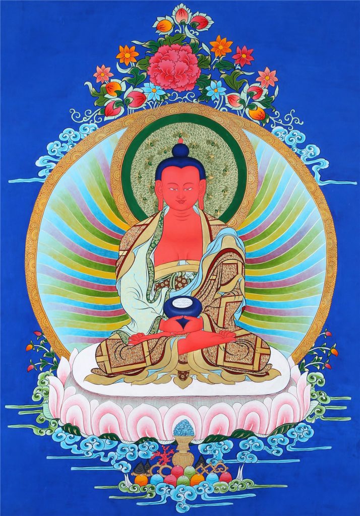 蓝金唐卡-阿弥陀佛