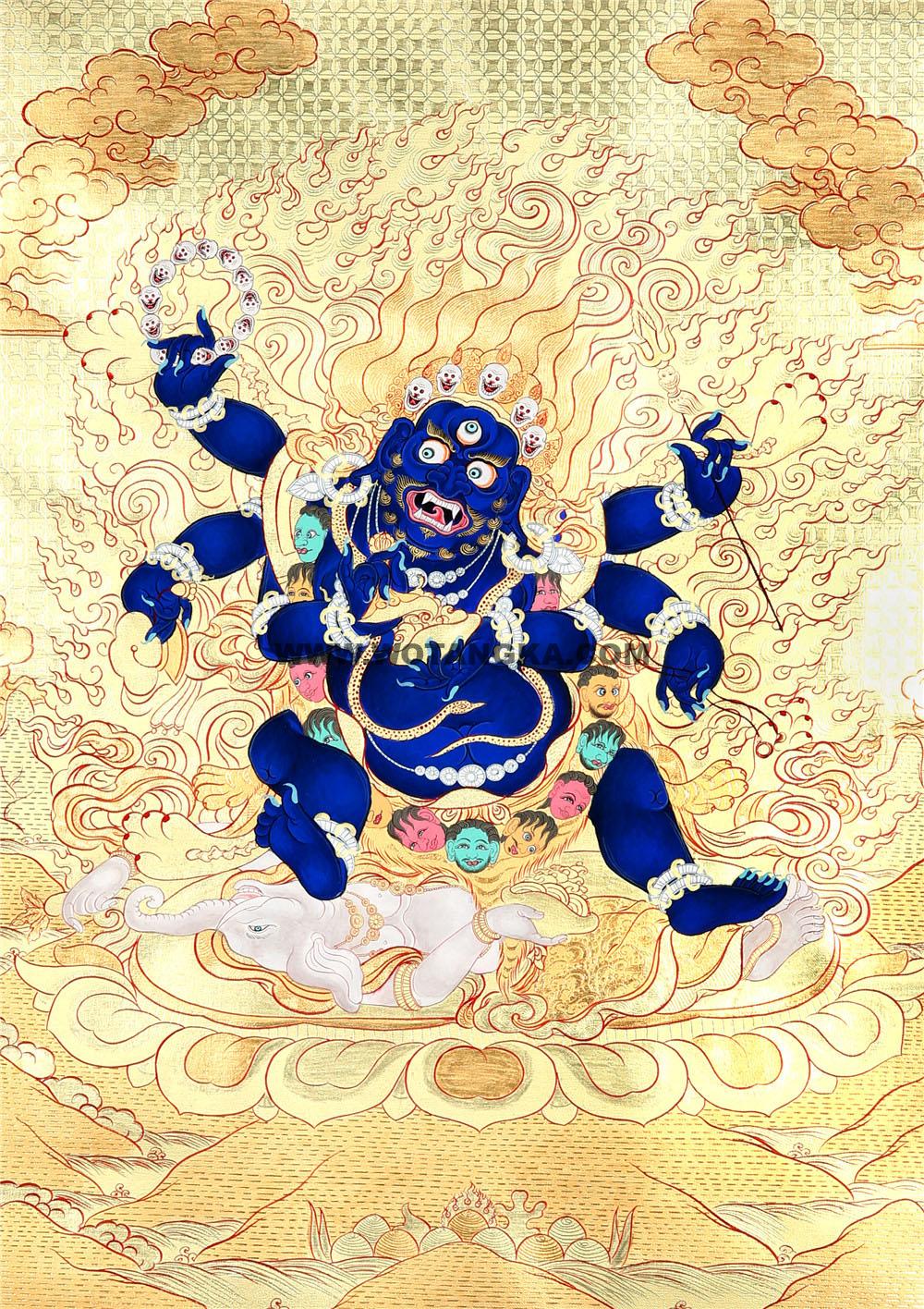 黄金唐卡-六臂大黑天
