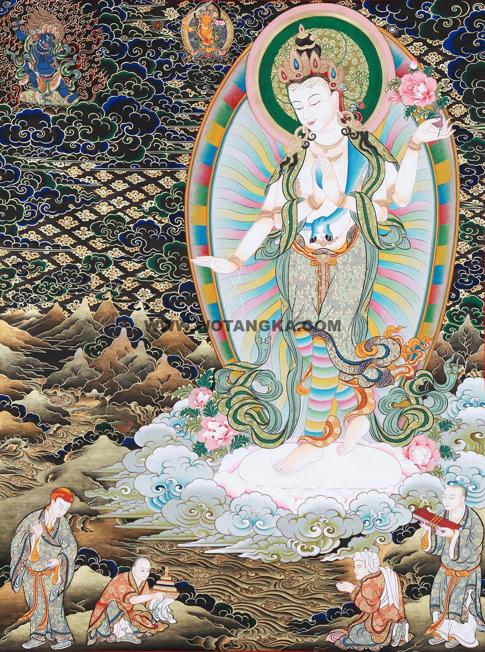 编号188-583590:黑金唐卡-四臂观音(80*60CM左右)