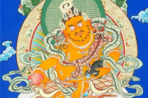 蓝金唐卡-黄财神