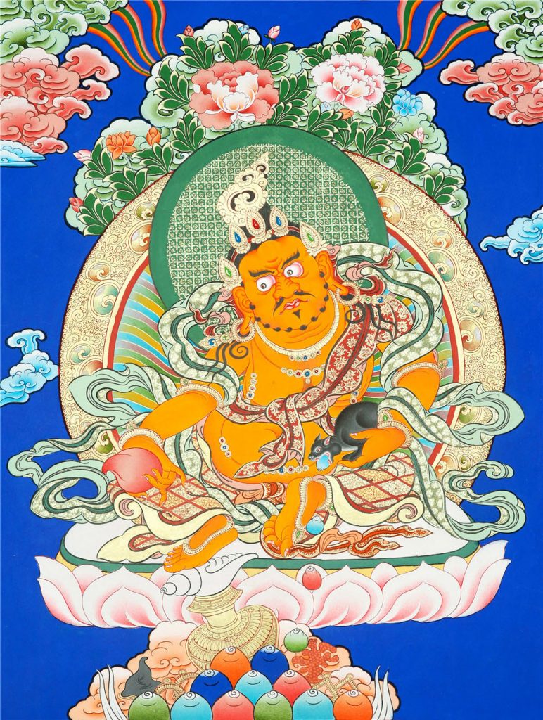蓝金唐卡-黄财神
