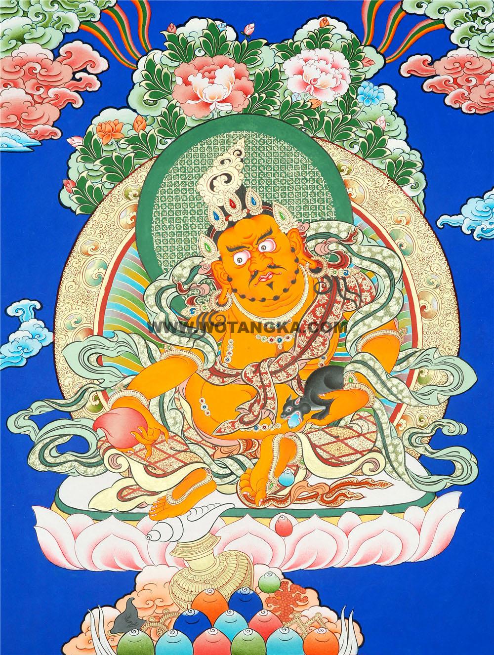 编号188-616314:蓝金唐卡-黄财神(75*50CM左右)