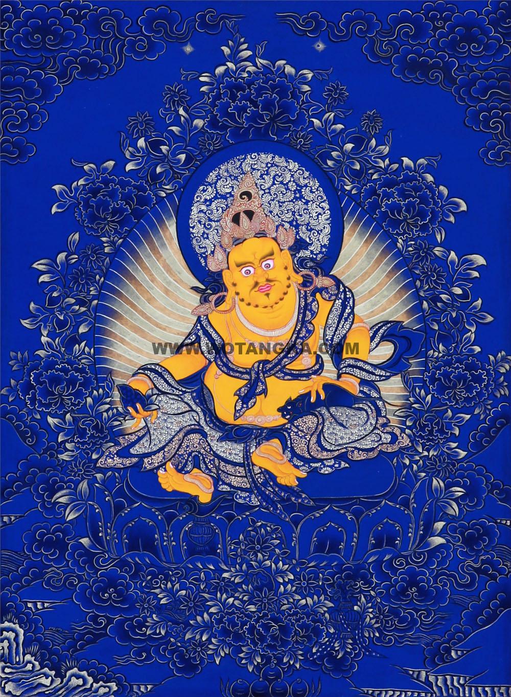 蓝金唐卡-黄财神