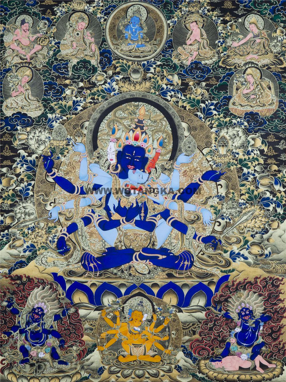 编号188-857958：黑金唐卡-密集金刚（90*60CM左右）