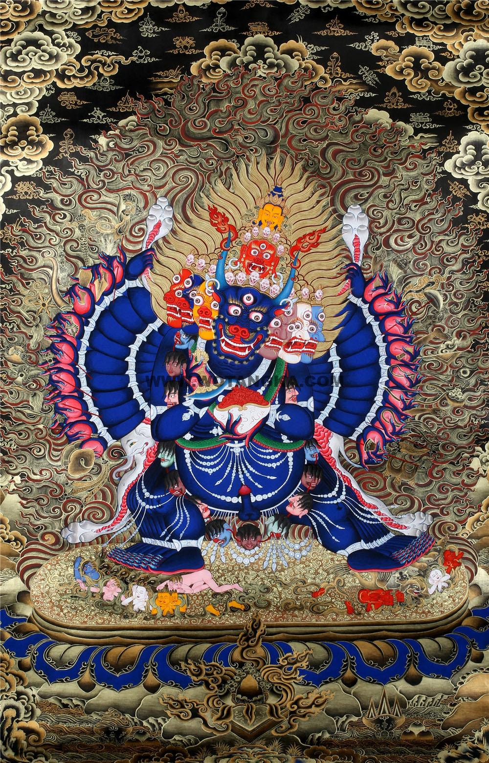 编号188-705259：黑金唐卡-大威德金刚（75*50CM左右）