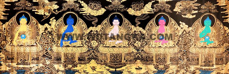 黑金唐卡-五方佛