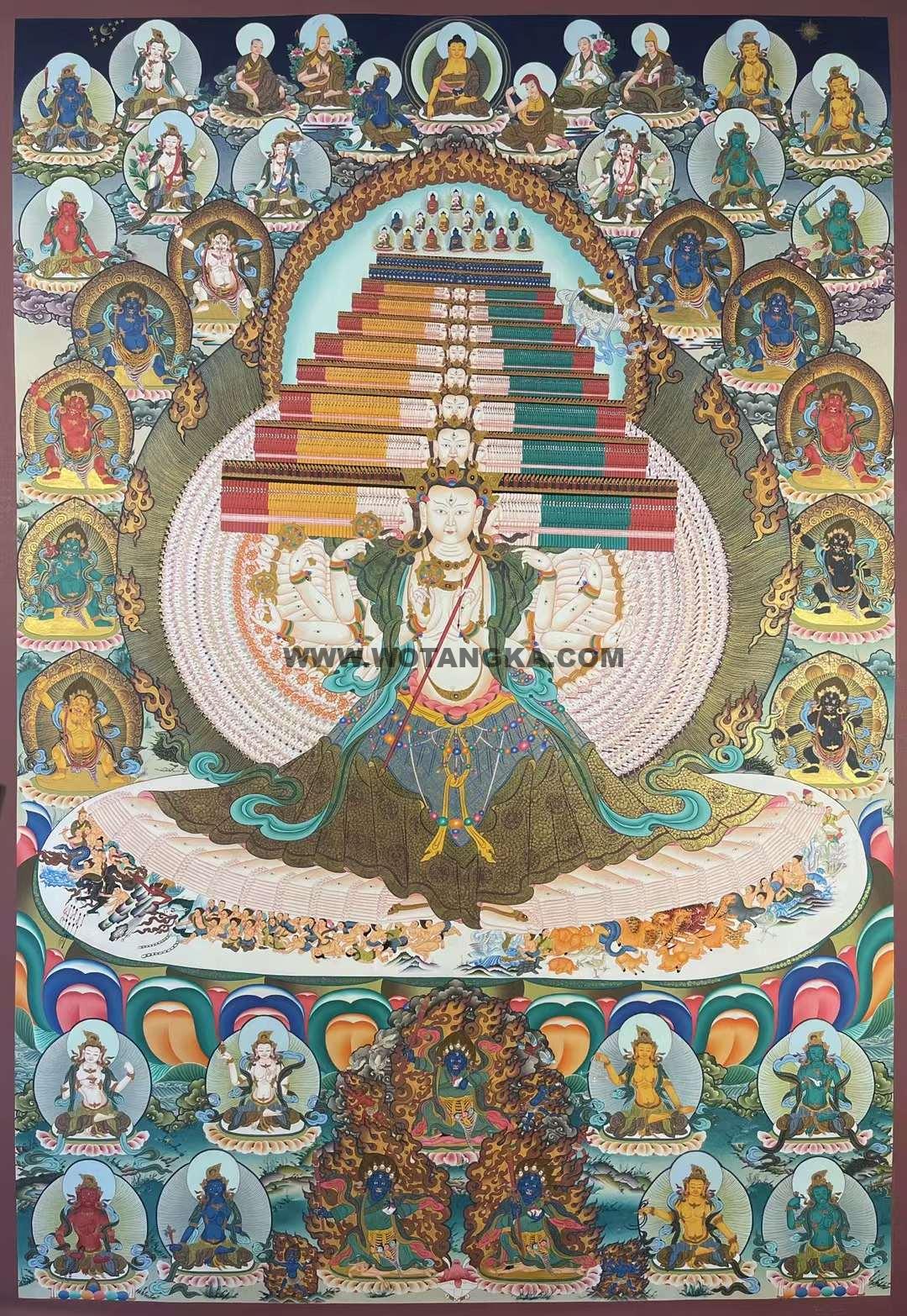 编号153-145280：彩绘唐卡-大白伞盖佛母（150*110CM左右）