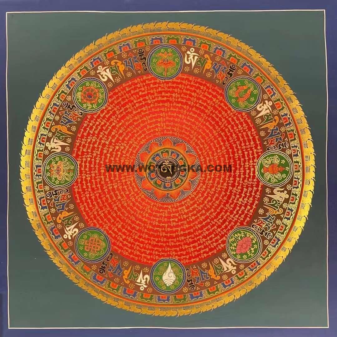 编号191-176694：彩绘唐卡-吉祥八宝坛城（100*100CM左右）