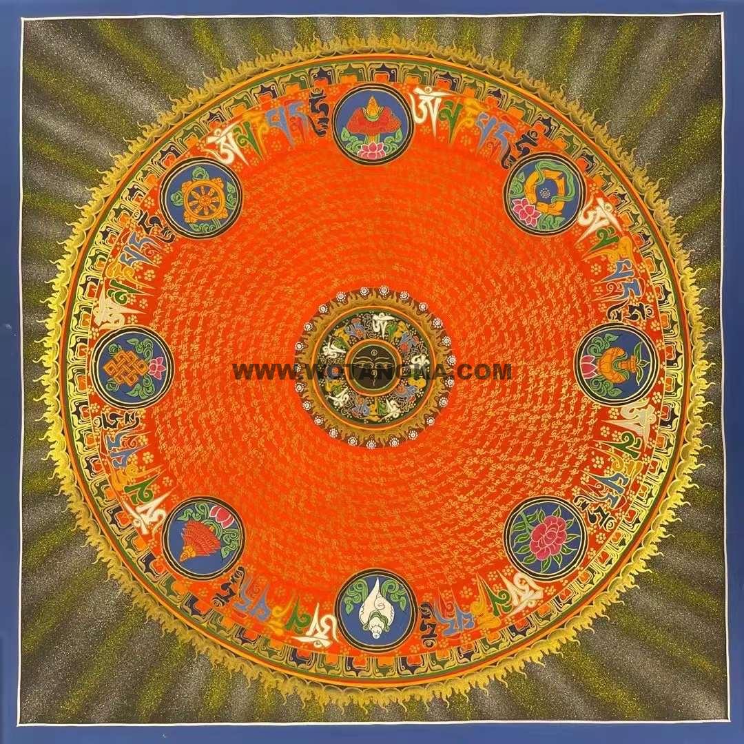 编号191-466453:彩绘唐卡-吉祥八宝坛城(100*100CM左右)