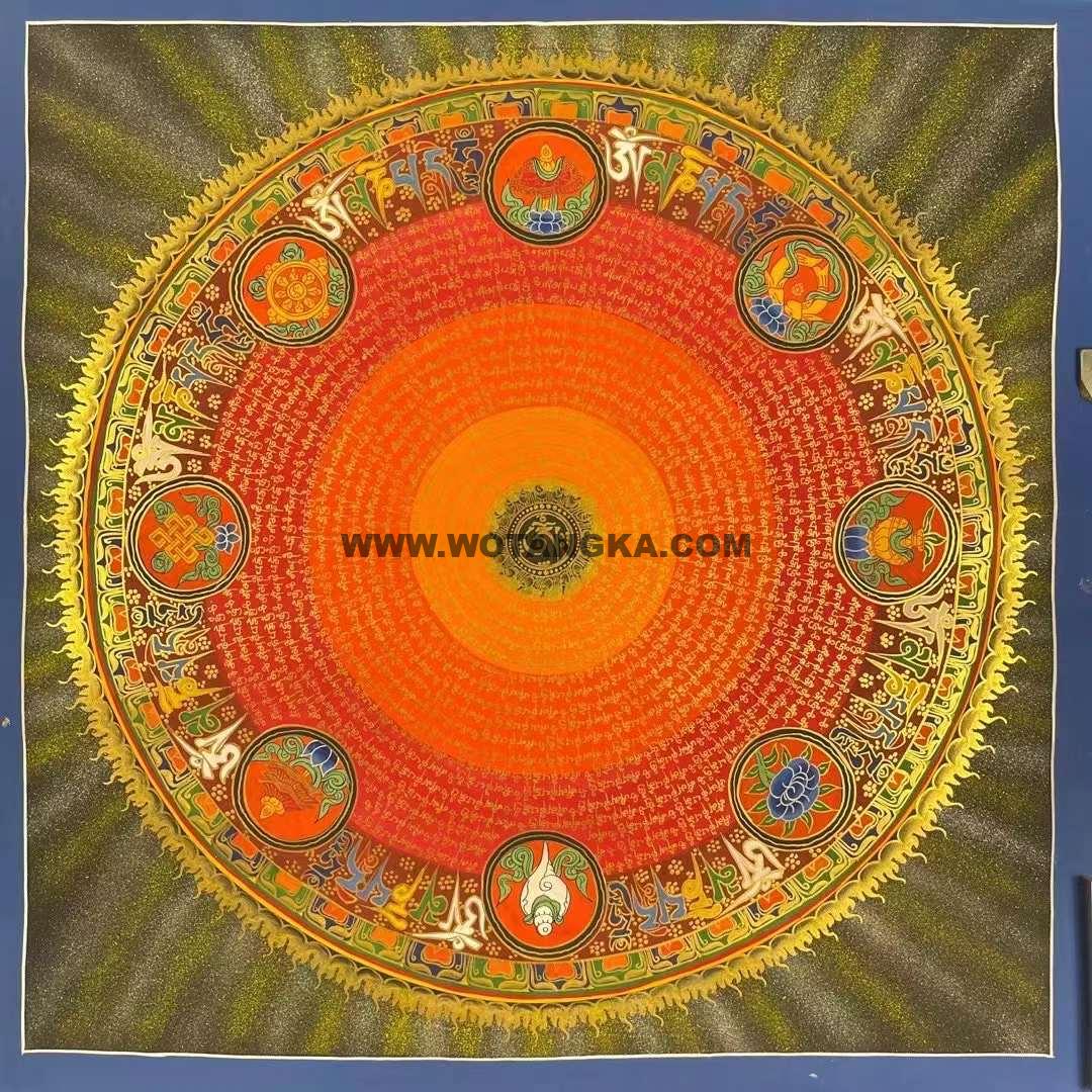 编号191-343455：彩绘唐卡-吉祥八宝坛城（100*100CM左右）