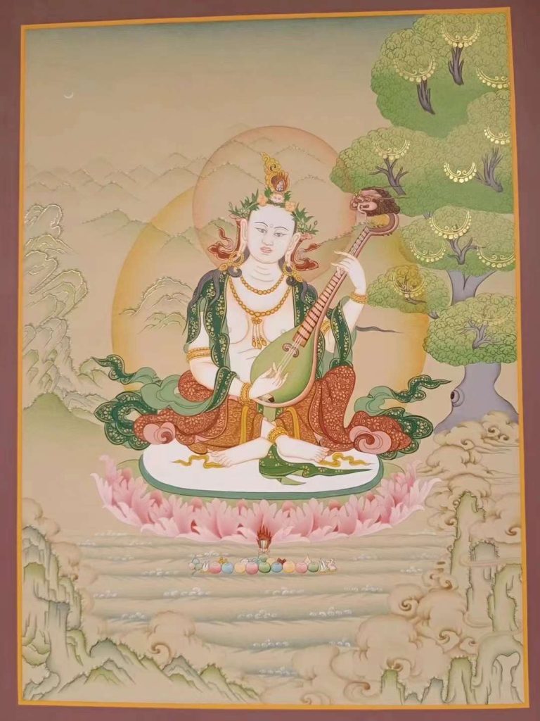 编号172-381040：彩绘唐卡-妙音天女（65*40CM左右）