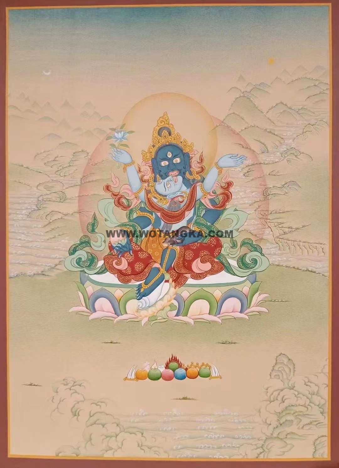 编号172-518681：彩绘唐卡-绿财神（65*40CM左右）