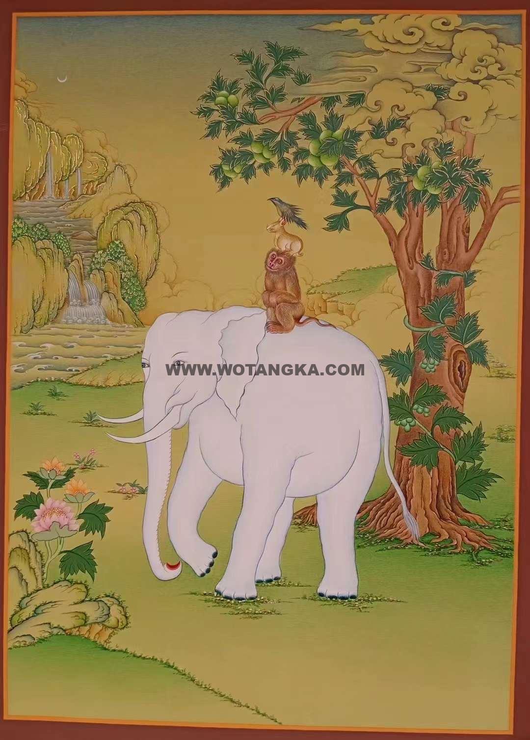 编号172-534748：彩绘唐卡-和睦四瑞（65*40CM左右）