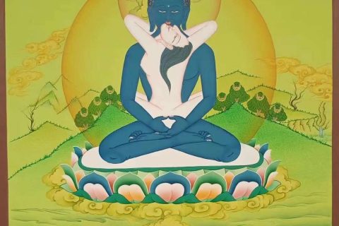 编号172-363997：彩绘唐卡-普贤王如来双修（65*40CM左右）