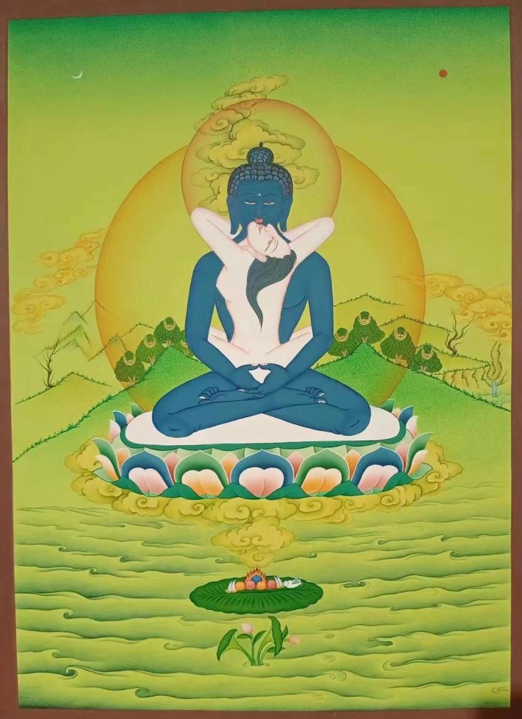 编号172-363997：彩绘唐卡-普贤王如来双修（65*40CM左右） | 沃