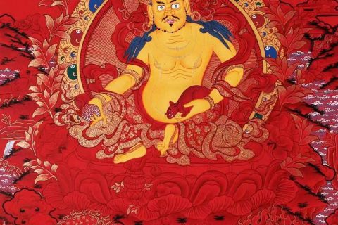 编号138-167863：红金唐卡-五方财神（64*44CM左右）