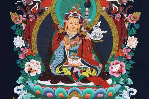 编号138-462811：彩绘唐卡-莲花生大士（60*45CM左右）