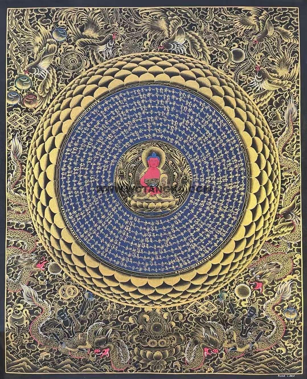 编号172-105093：黑金唐卡-阿弥陀佛龙坛城（75*50CM左右）