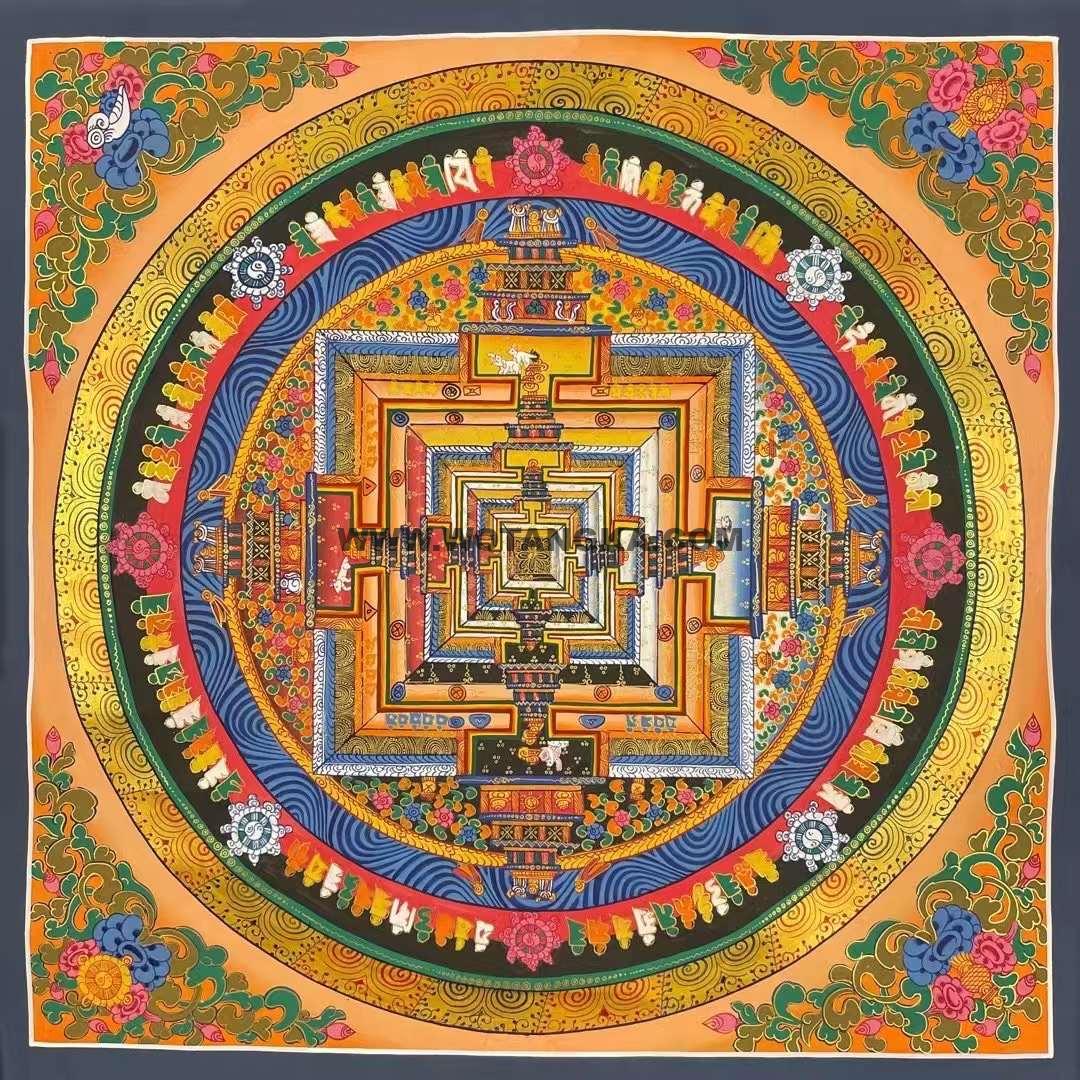 编号191-731855：彩绘唐卡-时轮金刚坛城（100*100CM左右）