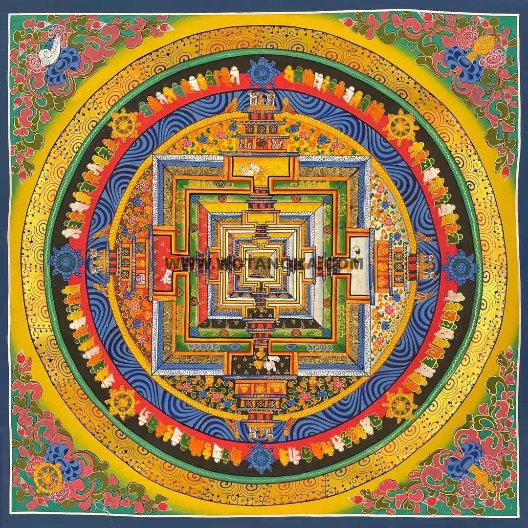 编号191-706500：彩绘唐卡-时轮金刚坛城（100*100CM左右）