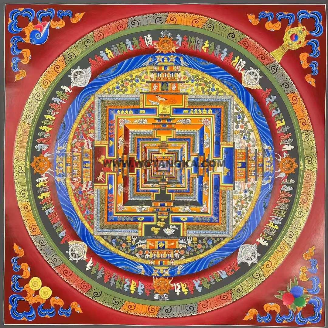 编号191-839557：彩绘唐卡-时轮金刚坛城（200*200CM左右）