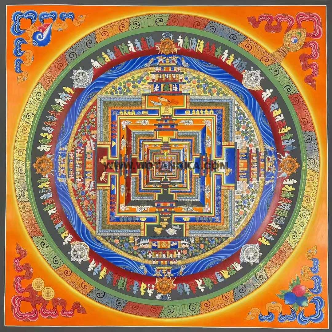 编号191-768556：彩绘唐卡-时轮金刚坛城（200*200CM左右）