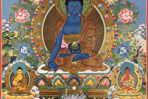 编号172-147210：彩绘唐卡-药师佛（75*55CM左右）