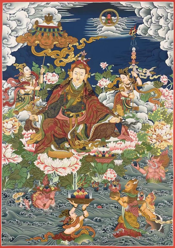 编号172-150089：彩绘唐卡-莲花生大士（75*55CM左右）