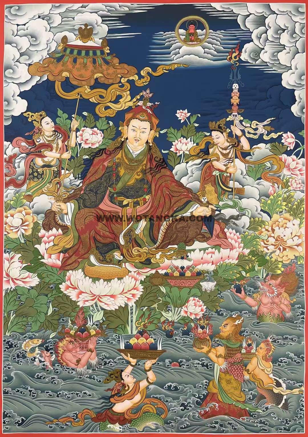 编号172-150089:彩绘唐卡-莲花生大士(75*55CM左右)
