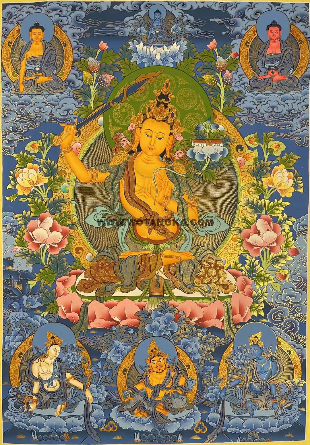 编号153-454978：彩绘唐卡-文殊菩萨（90*60CM左右）