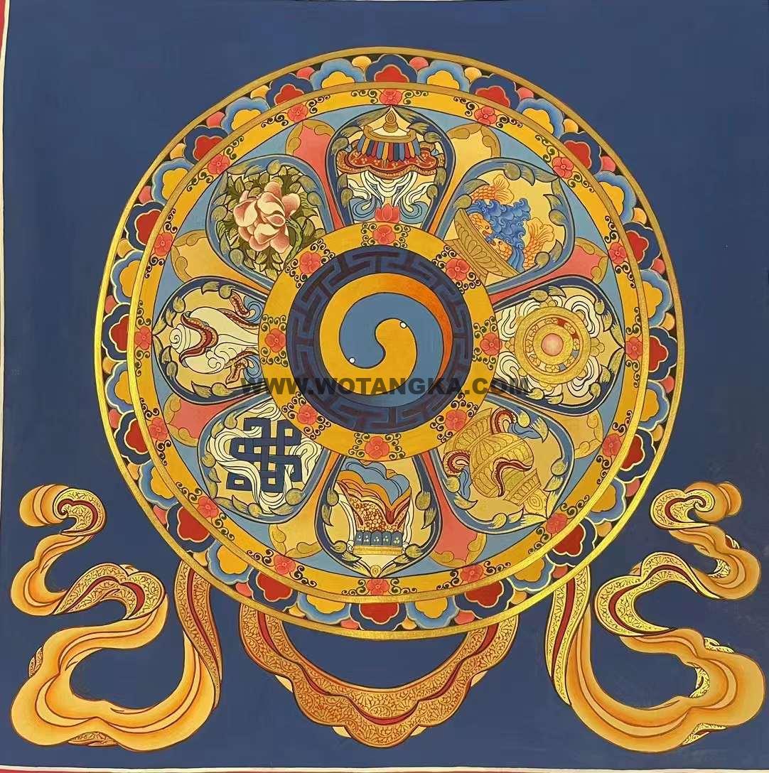 编号172-581287:彩绘唐卡-吉祥八宝(70*70CM左右)