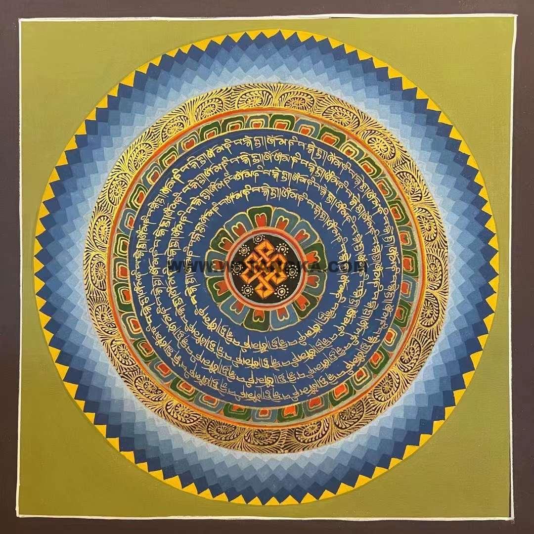 编号191-275457：彩绘唐卡-六字真言坛城（30*30CM左右）