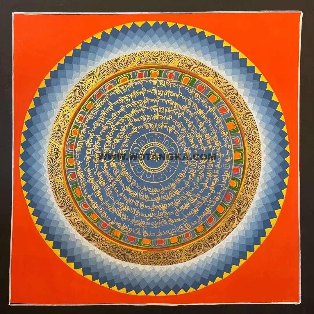 编号191-324756：彩绘唐卡-六字真言坛城（30*30CM左右）