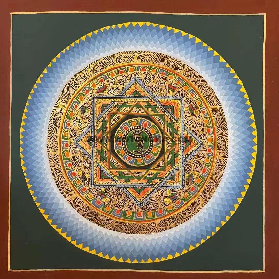 编号191-275816：彩绘唐卡-六字真言坛城（30*30CM左右）