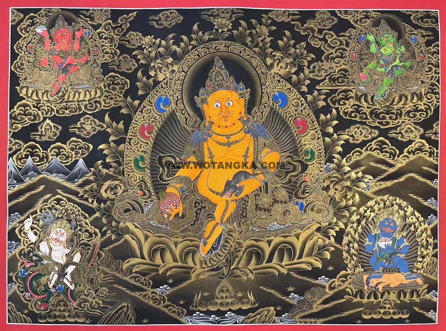 编号172-651388：黑金唐卡-五方财神（60*90CM左右）