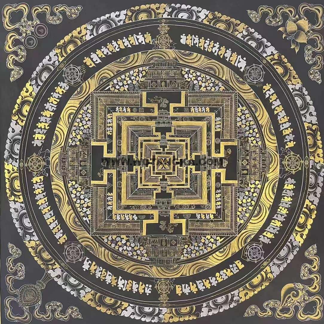 编号172-468505：黑金唐卡-时轮金刚坛城（150*150CM左右）