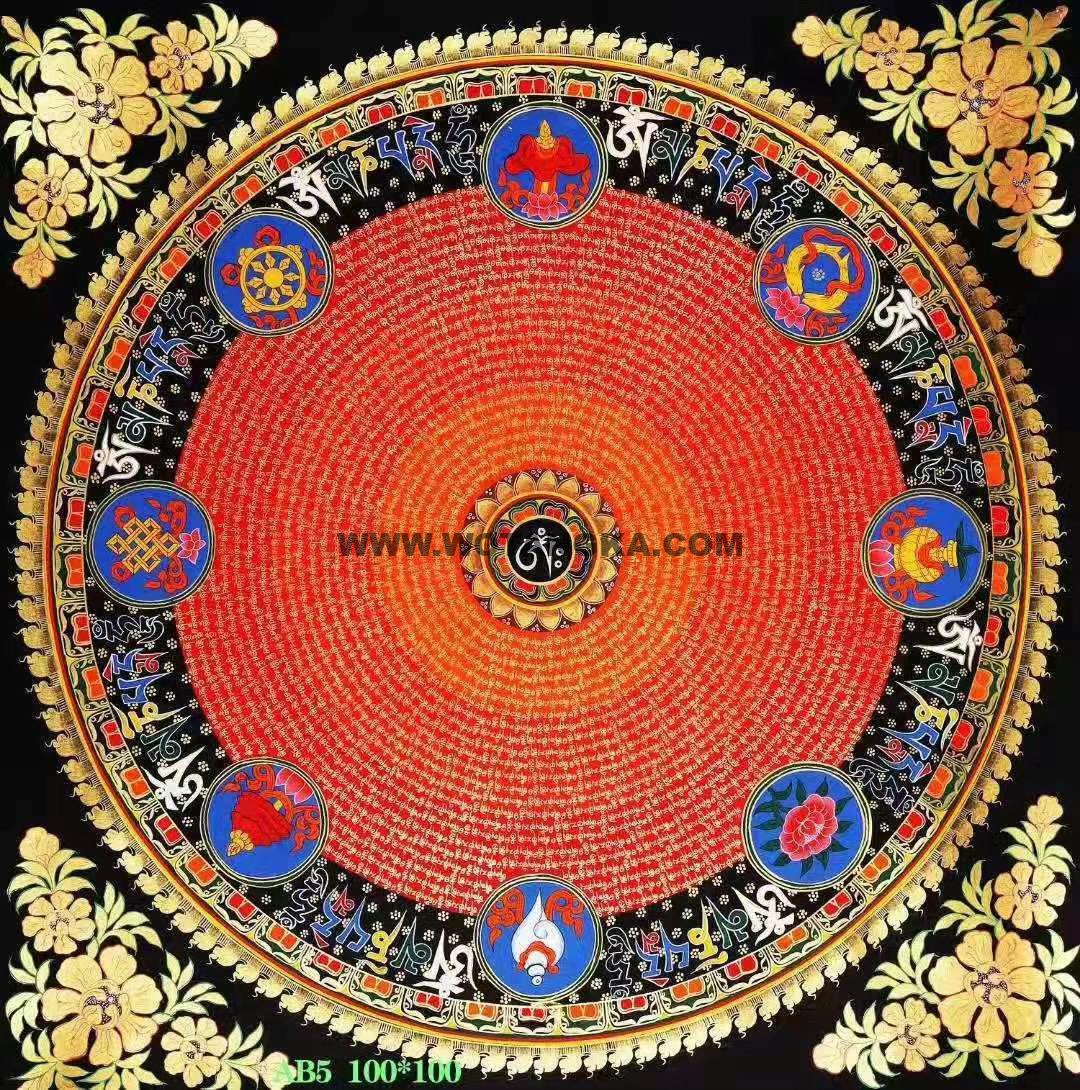 编号172-298207：彩绘唐卡-吉祥八宝坛城（100*100CM左右）