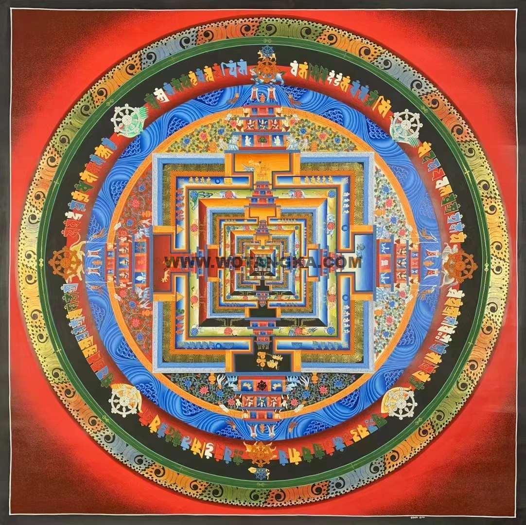 编号172-823964：彩绘唐卡-时轮金刚坛城（100*100CM左右）