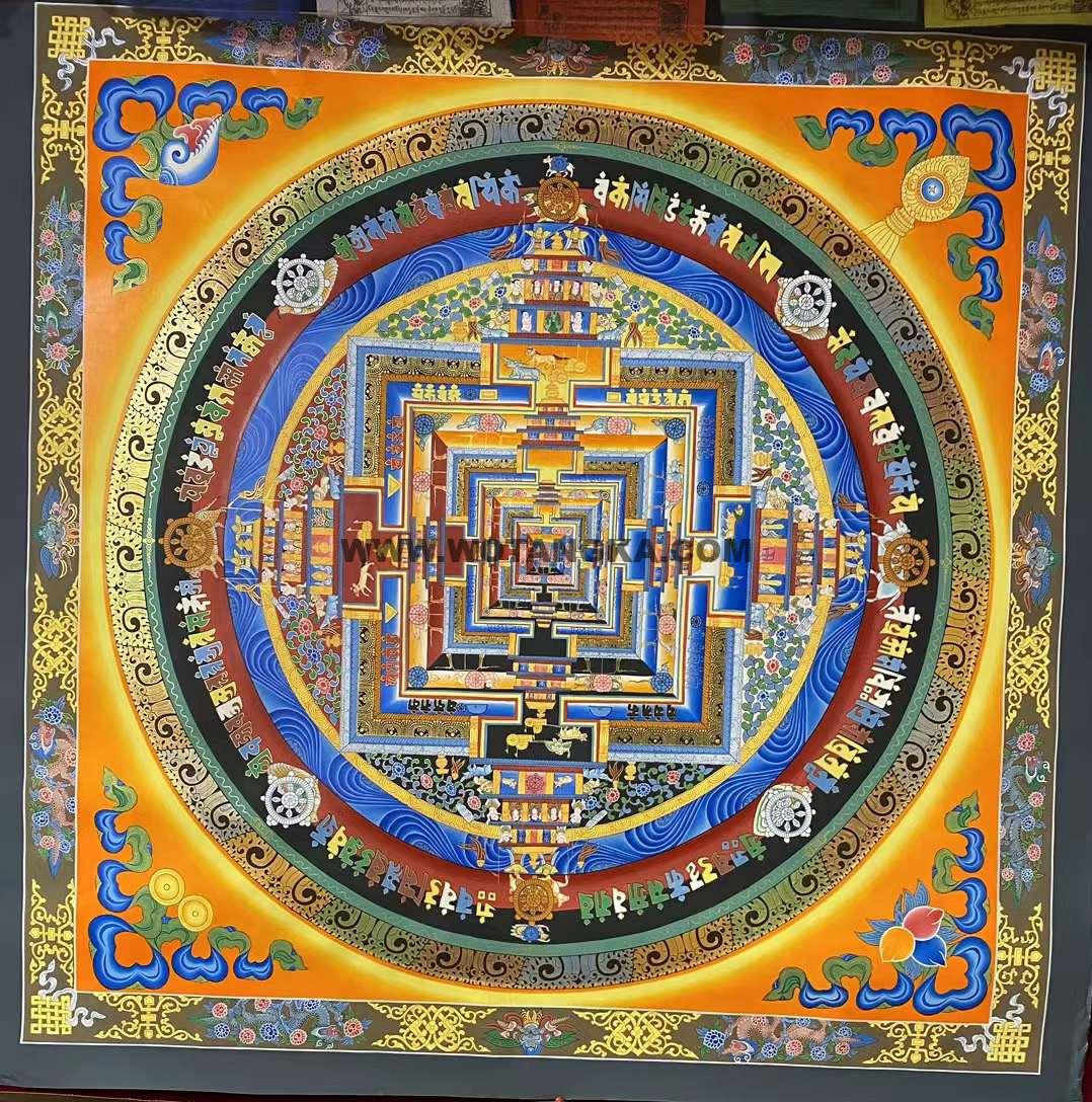 编号191-116561：彩绘唐卡-时轮金刚坛城（100*100CM左右）