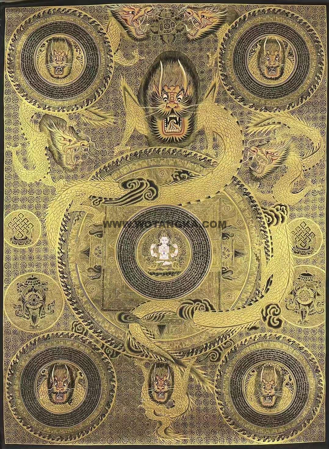 编号191-396842:黑金唐卡-四臂观音坛城(90*60CM左右)
