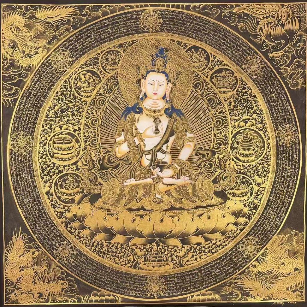 编号191-459568：黑金唐卡-金刚萨埵坛城（100*100CM左右）